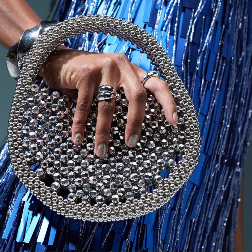 Asos Beaded Silver bag